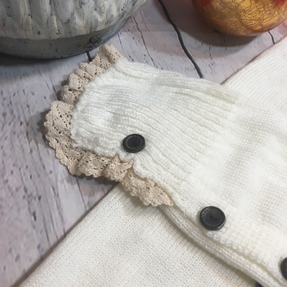 Lace top with button side knit boot sock - Picture 3 of 6